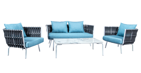 Spencer Modern Outdoor Rope Loveseat With Cushions