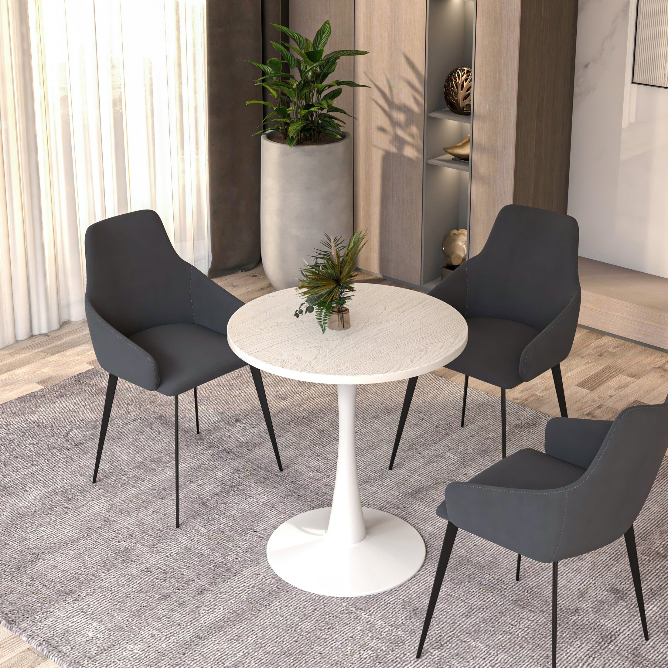 Bristol 27" Round Dining Table with MDF Tableop and White Iron Base