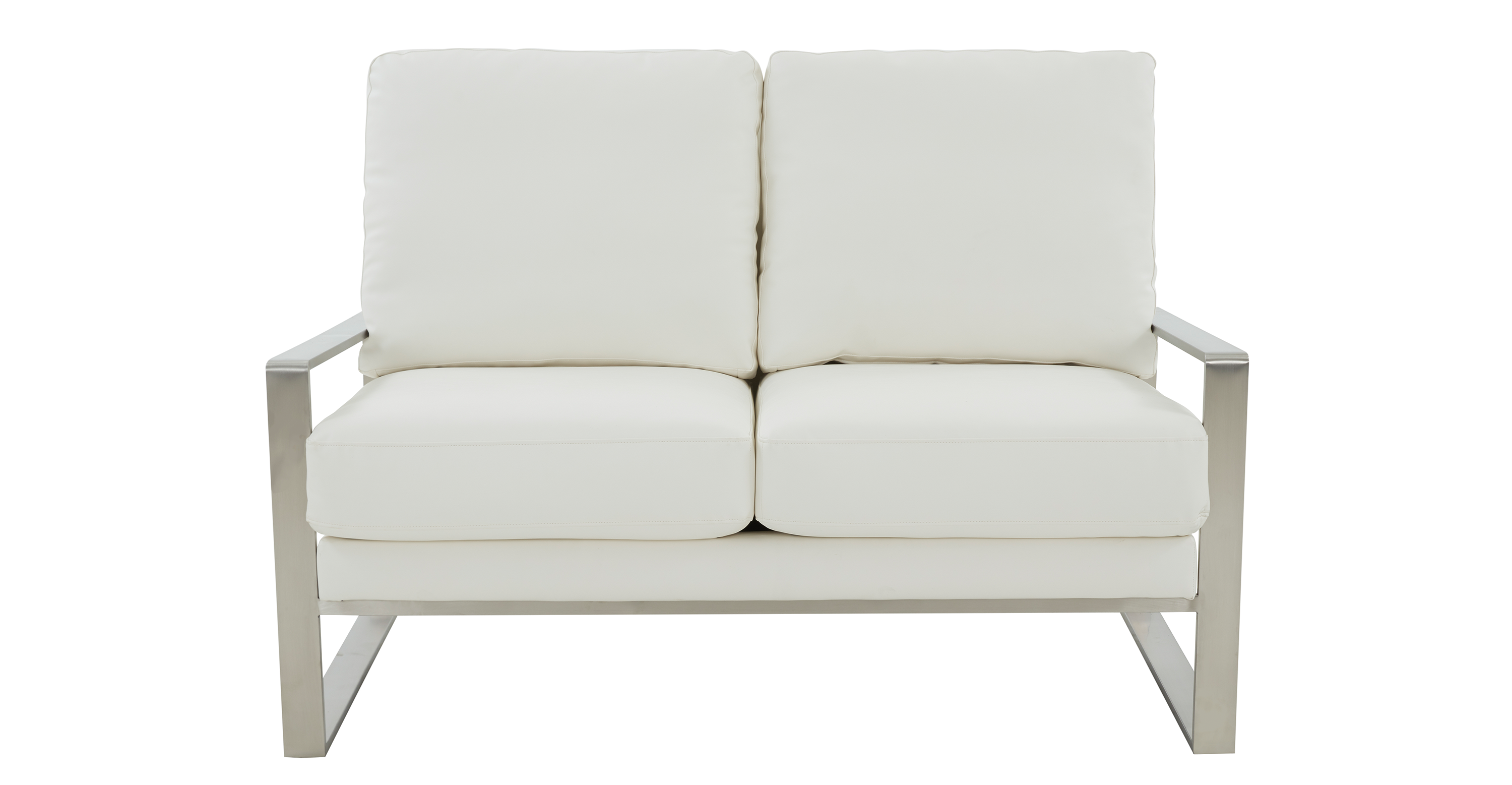 Jefferson Contemporary Velvet/Leather Loveseat with Stainless Steel Frame