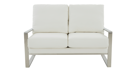 Jefferson Contemporary Velvet/Leather Loveseat with Stainless Steel Frame