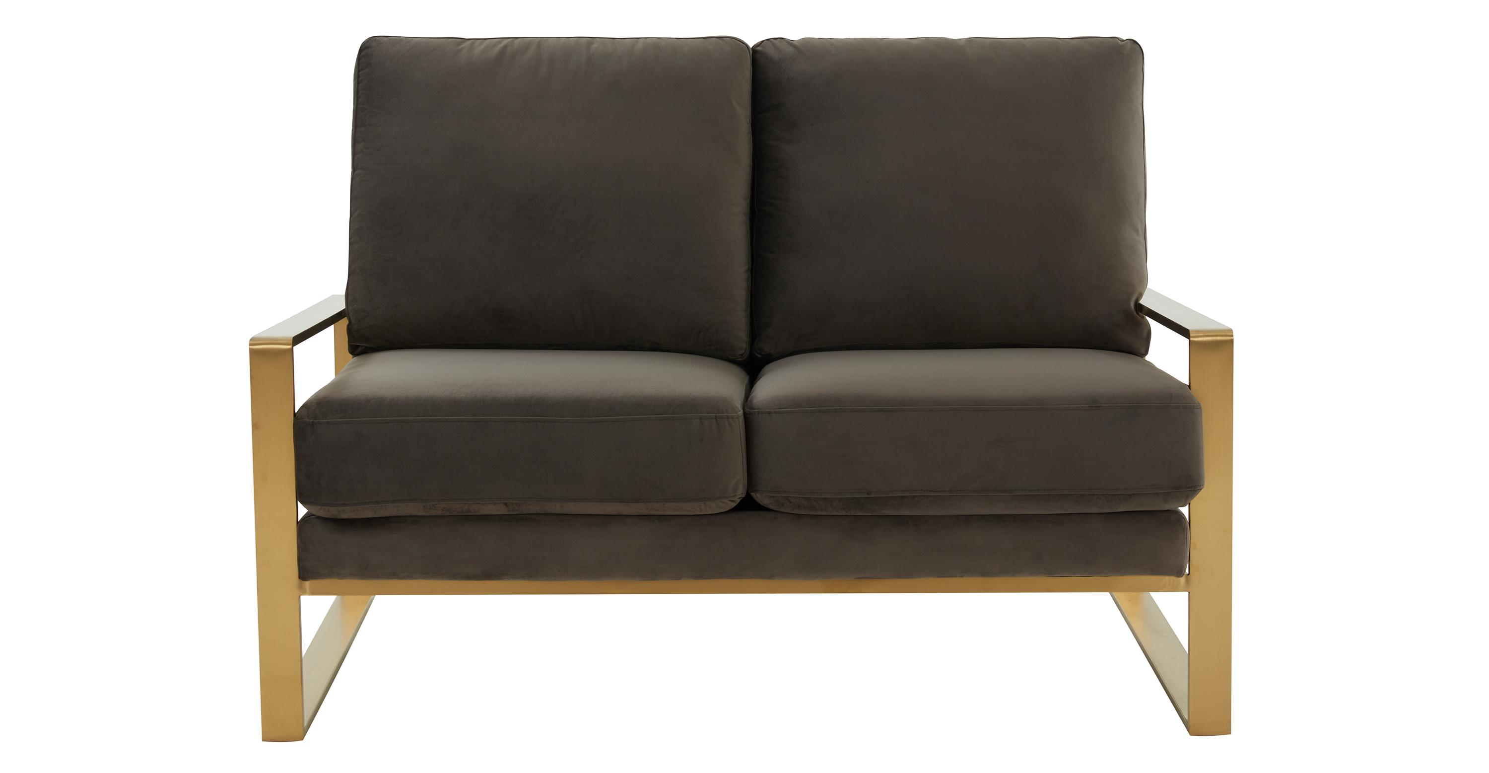 Jefferson Contemporary Velvet/Leather Loveseat with Stainless Steel Frame