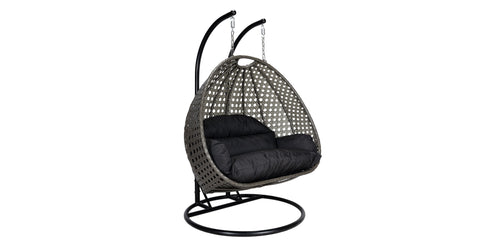 Modern Charcoal Wicker Hanging Double Seater Egg Swing Chair