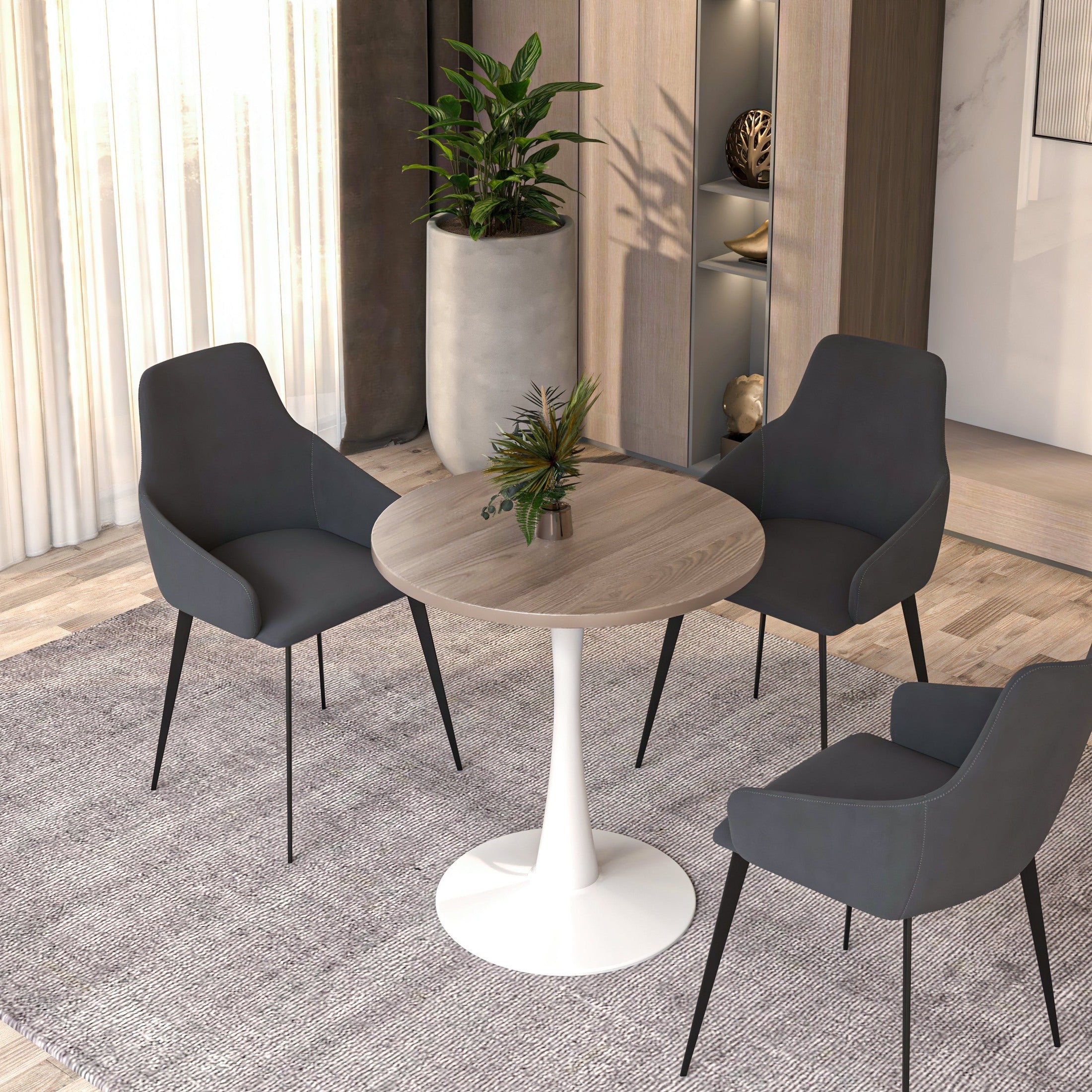 Bristol 27" Round Dining Table with MDF Tableop and White Iron Base