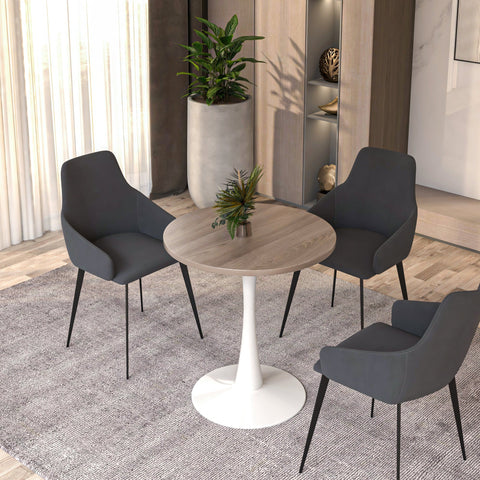 Bristol 27" Round Dining Table with MDF Tableop and White Iron Base