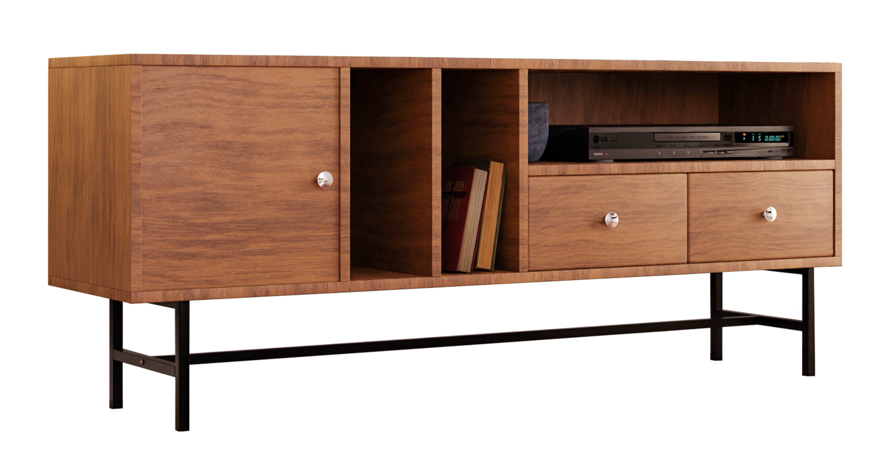 Rochester Modern Rectangular TV Stand: Enclosed Storage & Powder-Coated Iron Legs