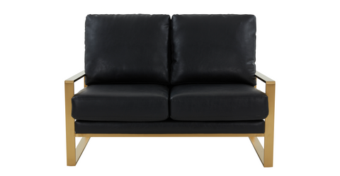 Jefferson Contemporary Velvet/Leather Loveseat with Stainless Steel Frame