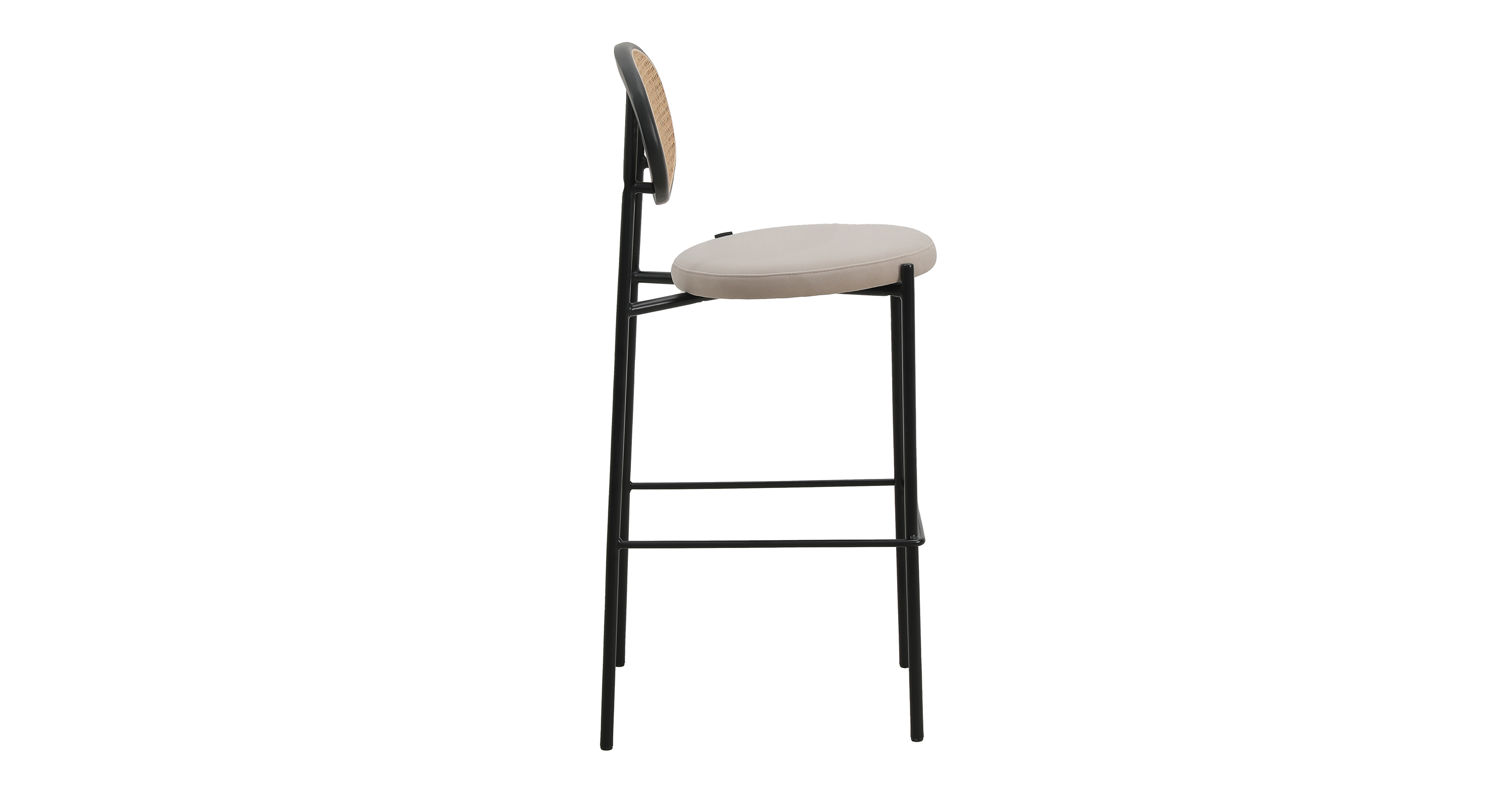 Euston Wicker Bar Stool with Black Powder Coated Steel Frame and Footrest