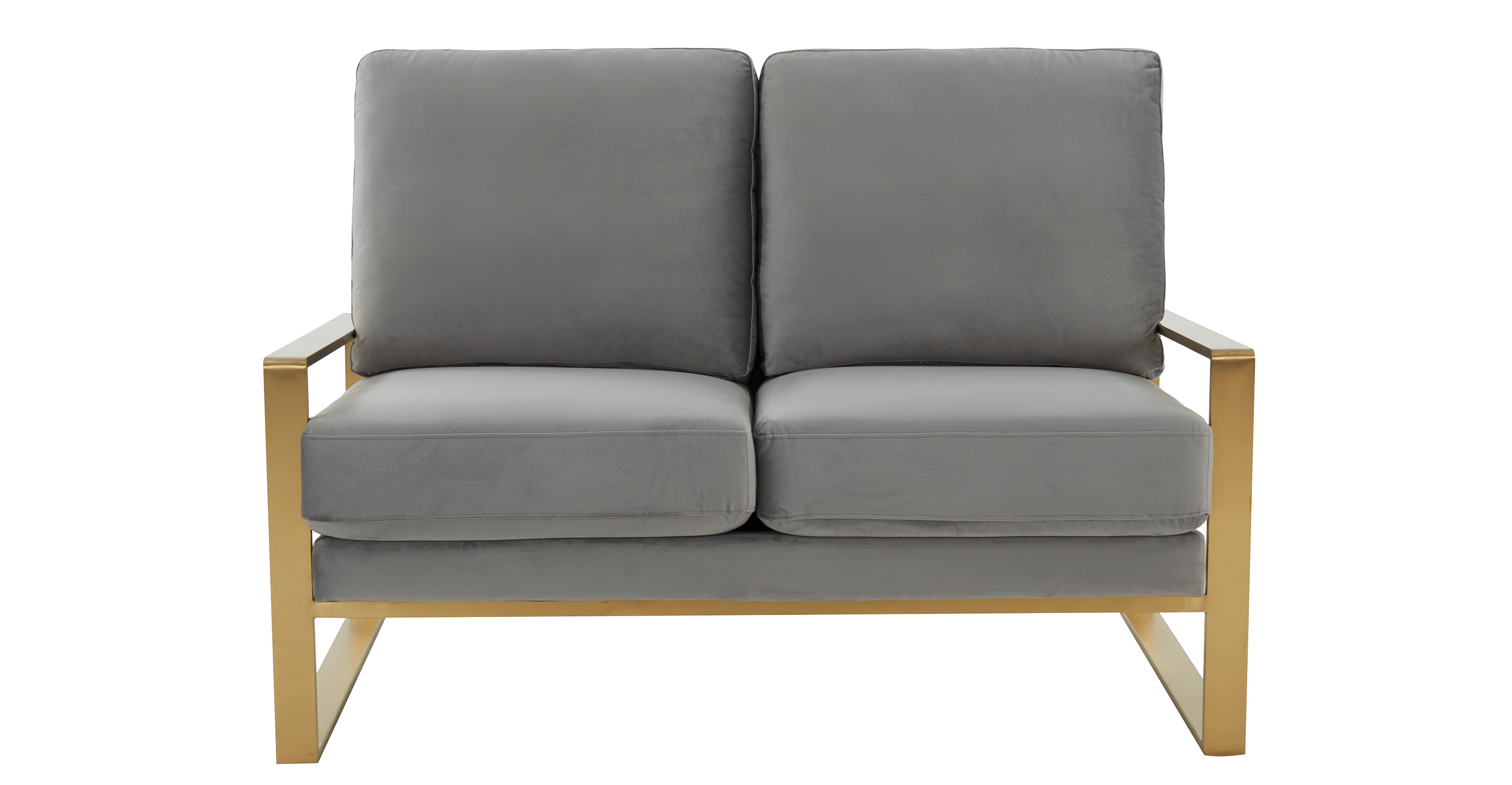 Jefferson Contemporary Velvet/Leather Loveseat with Stainless Steel Frame