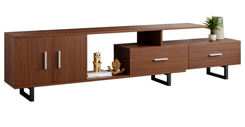 Avery Mid-Century Modern TV Stand with MDF Cabinet and Powder Coated Steel Legs