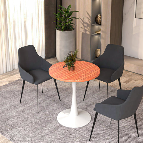 Bristol 27" Round Dining Table with MDF Tableop and White Iron Base