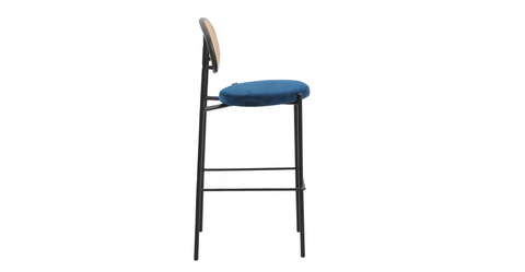 Euston Wicker Bar Stool with Black Powder Coated Steel Frame and Footrest