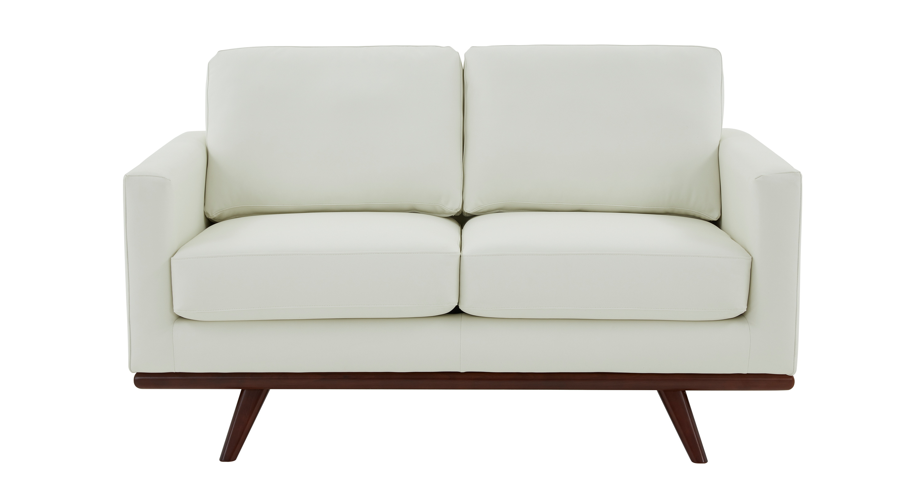 Birch Wood Base Leather Loveseat - Chester Collection