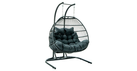 Wicker 2 Person Double Folding Hanging Egg Swing Chair