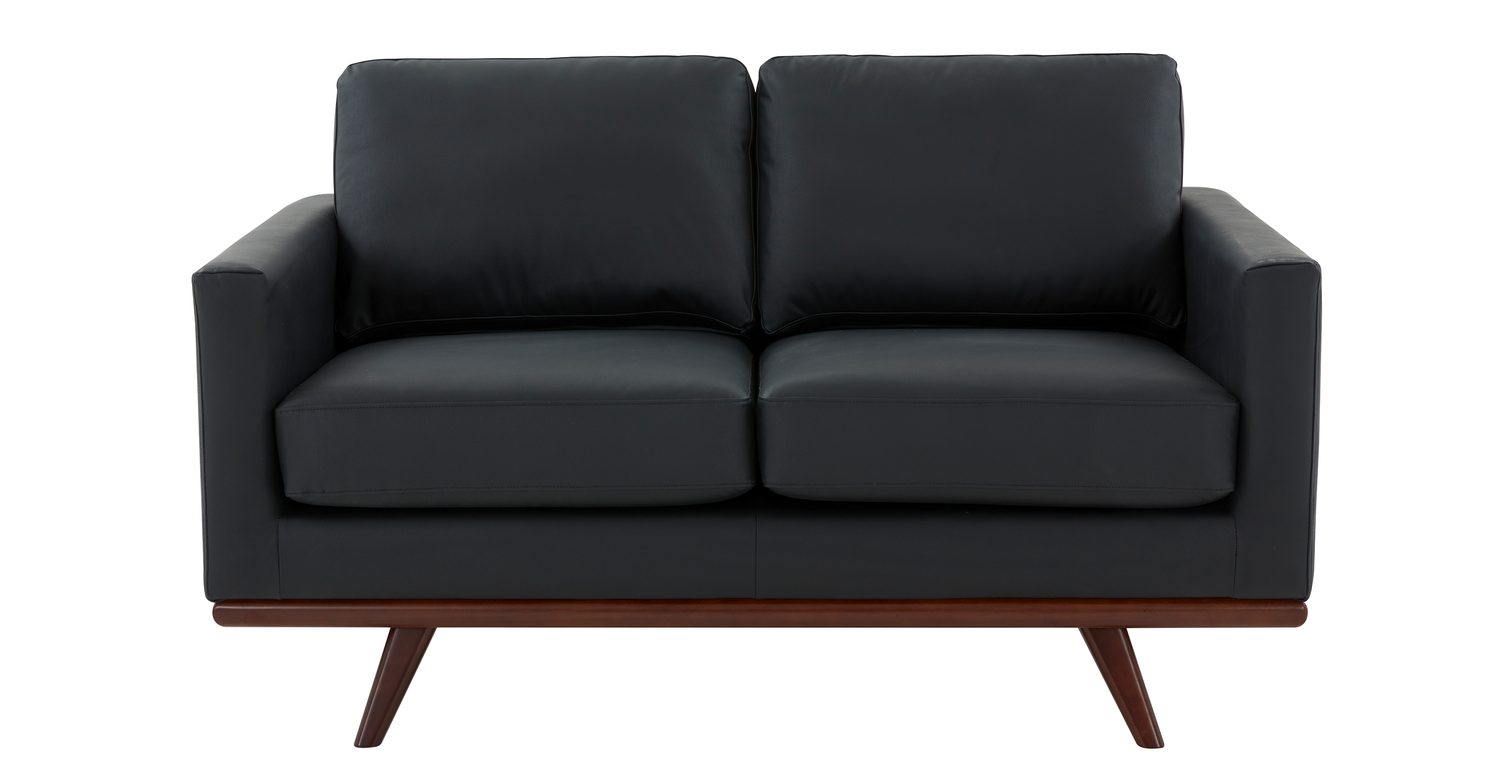 Birch Wood Base Leather Loveseat - Chester Collection