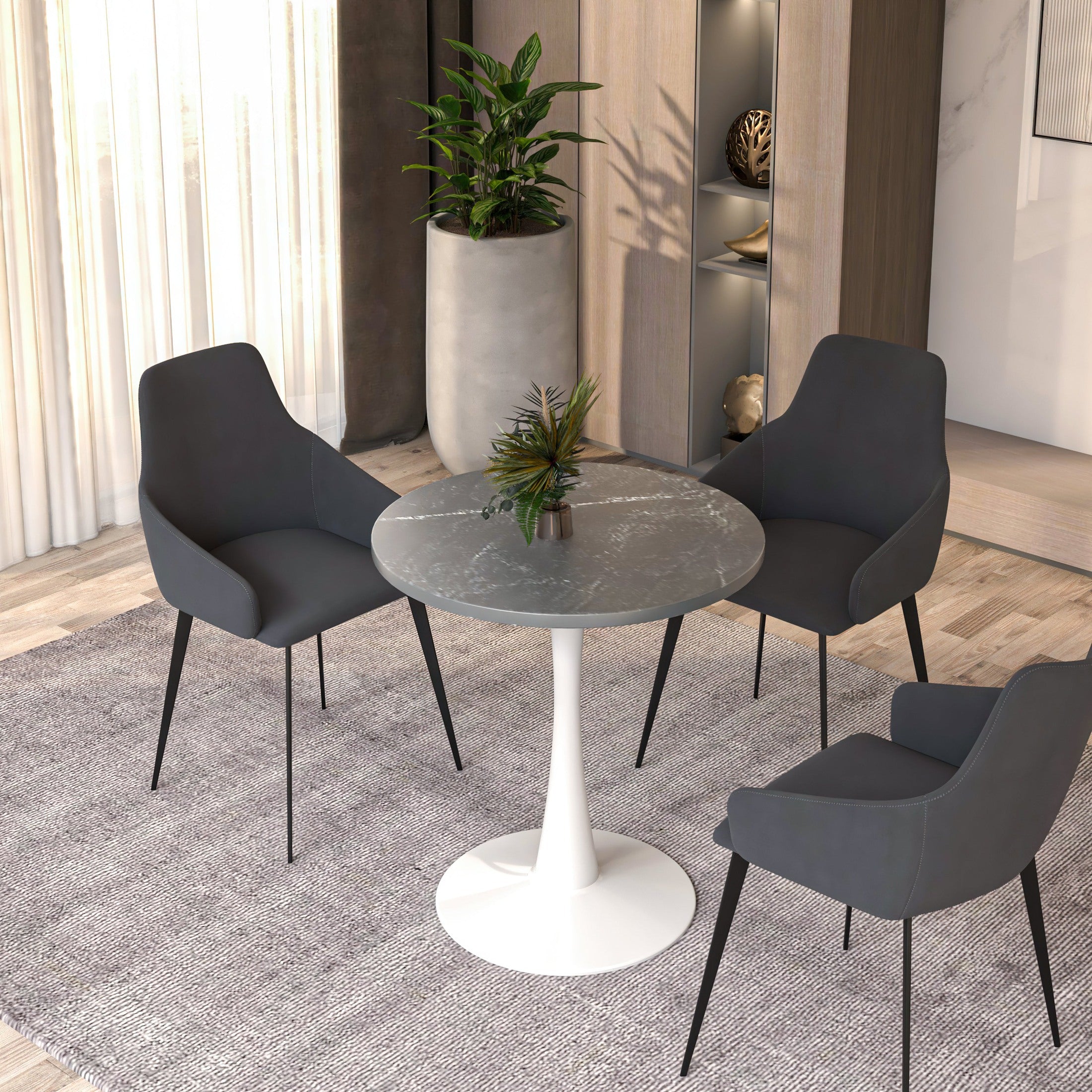 Bristol 27" Round Dining Table with MDF Tableop and White Iron Base