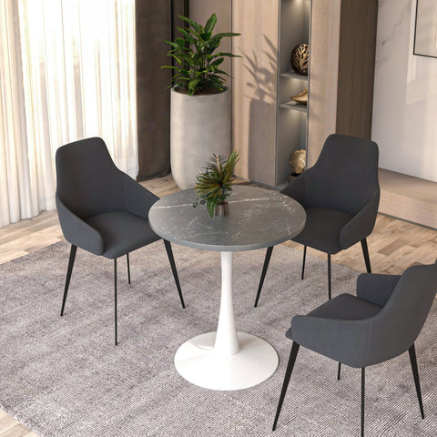 Bristol 27" Round Dining Table with MDF Tableop and White Iron Base