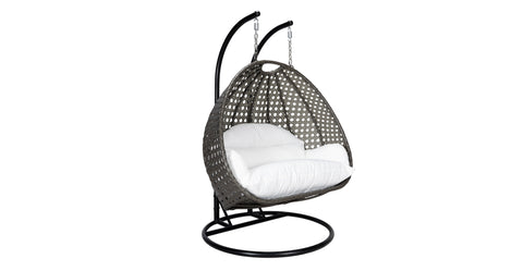 Modern Charcoal Wicker Hanging Double Seater Egg Swing Chair