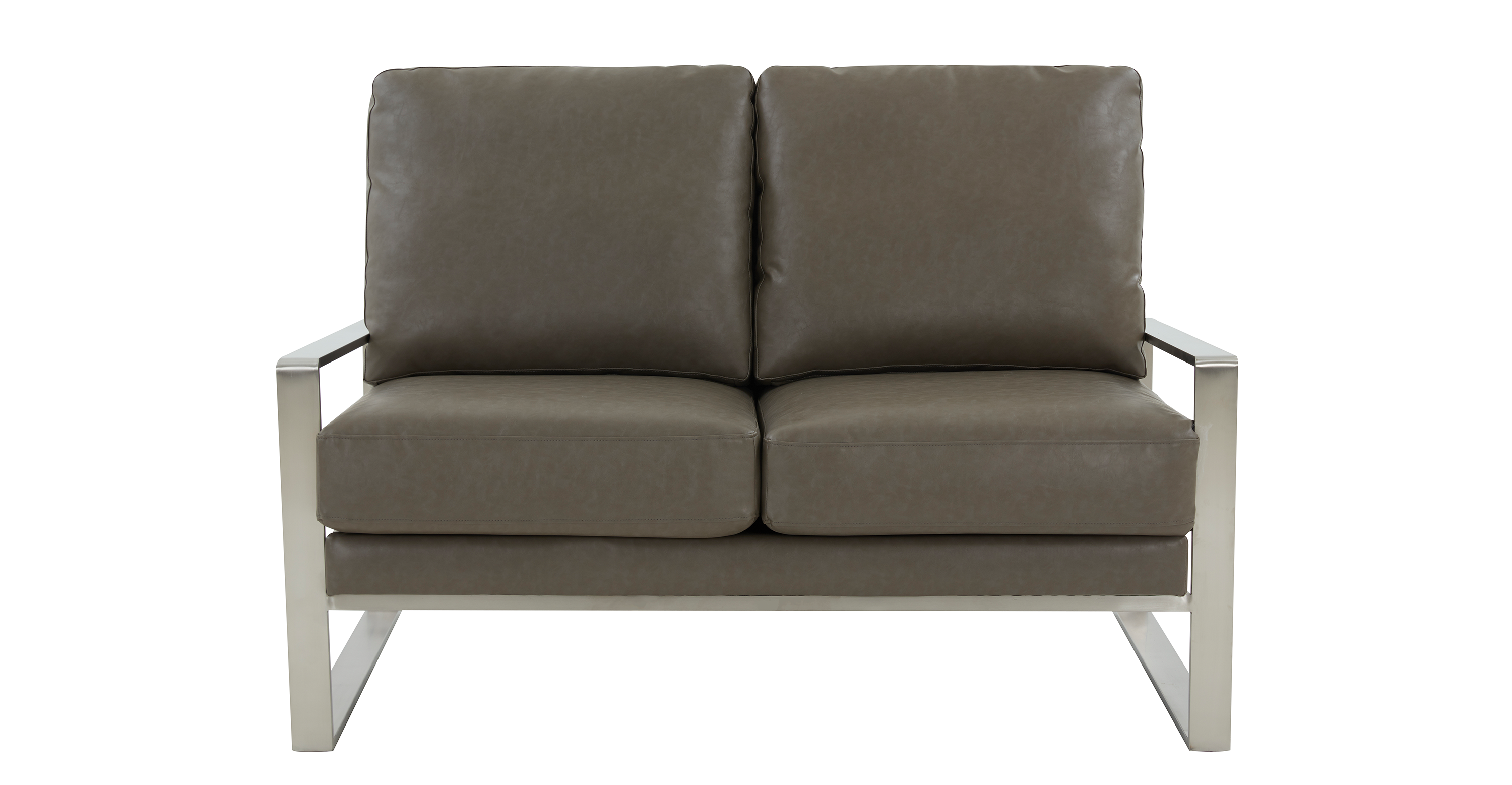 Jefferson Contemporary Velvet/Leather Loveseat with Stainless Steel Frame