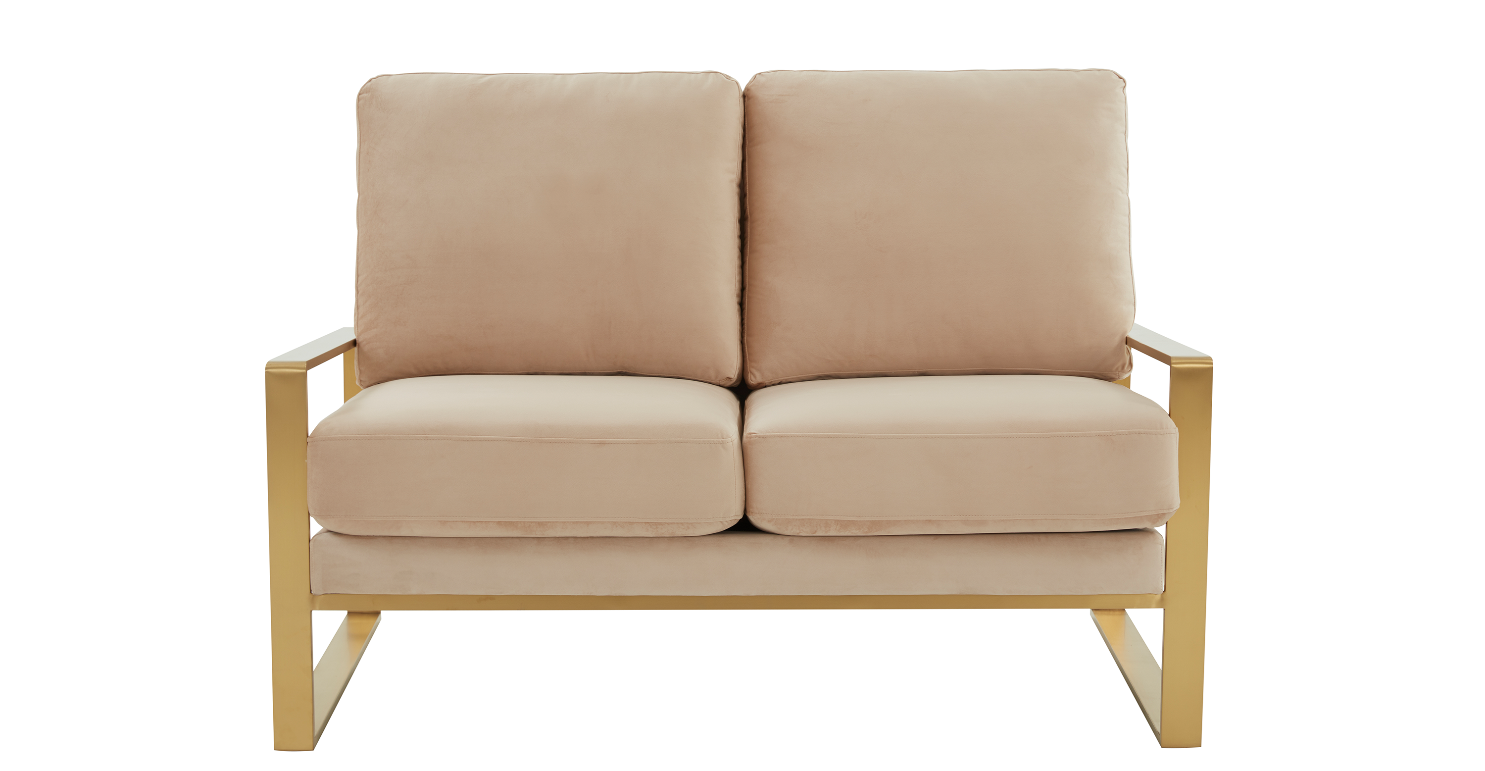 Jefferson Contemporary Velvet/Leather Loveseat with Stainless Steel Frame