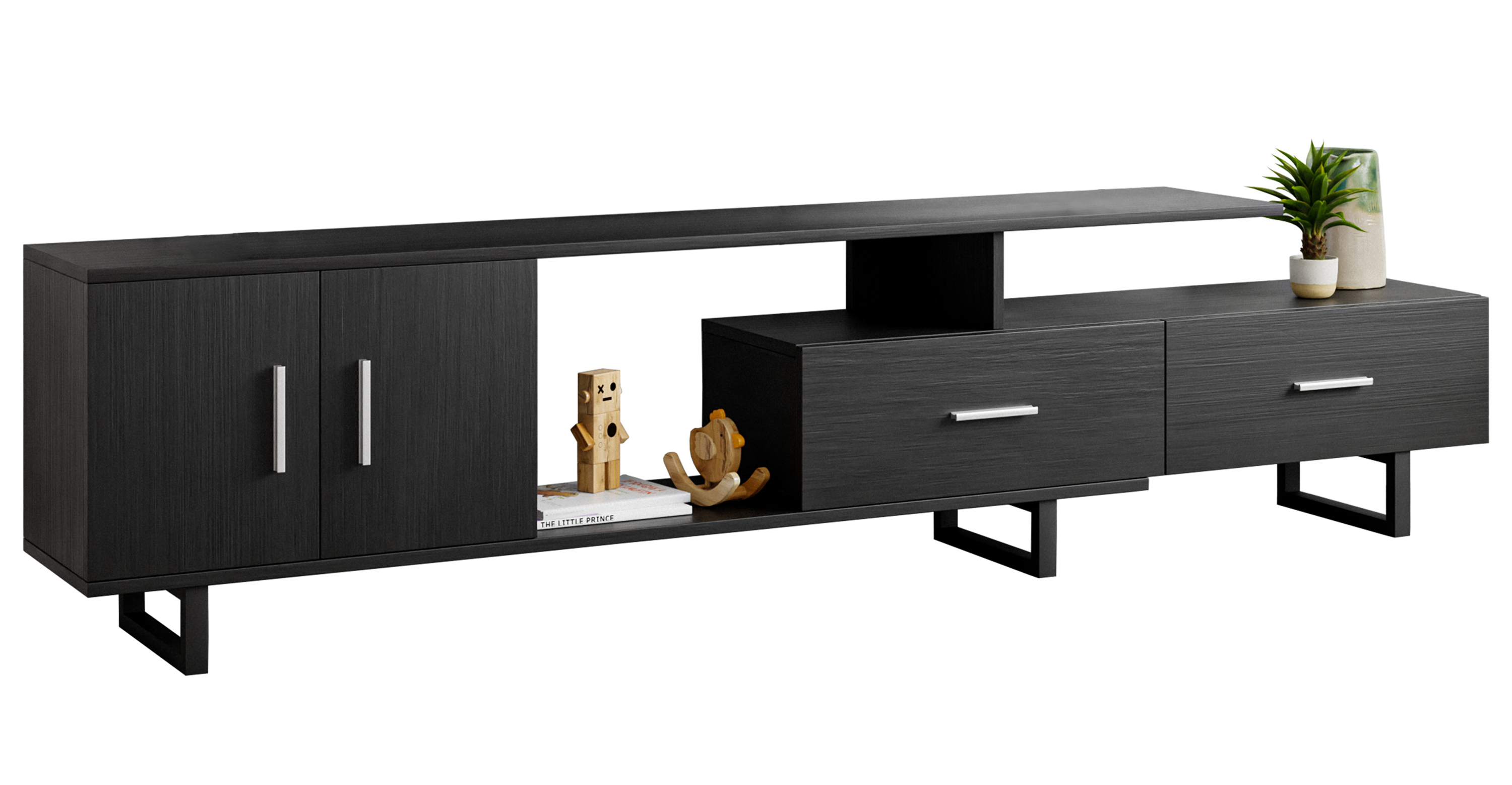 Avery Mid-Century Modern TV Stand with MDF Cabinet and Powder Coated Steel Legs