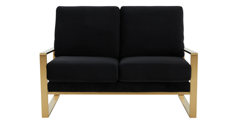 Jefferson Contemporary Velvet/Leather Loveseat with Stainless Steel Frame