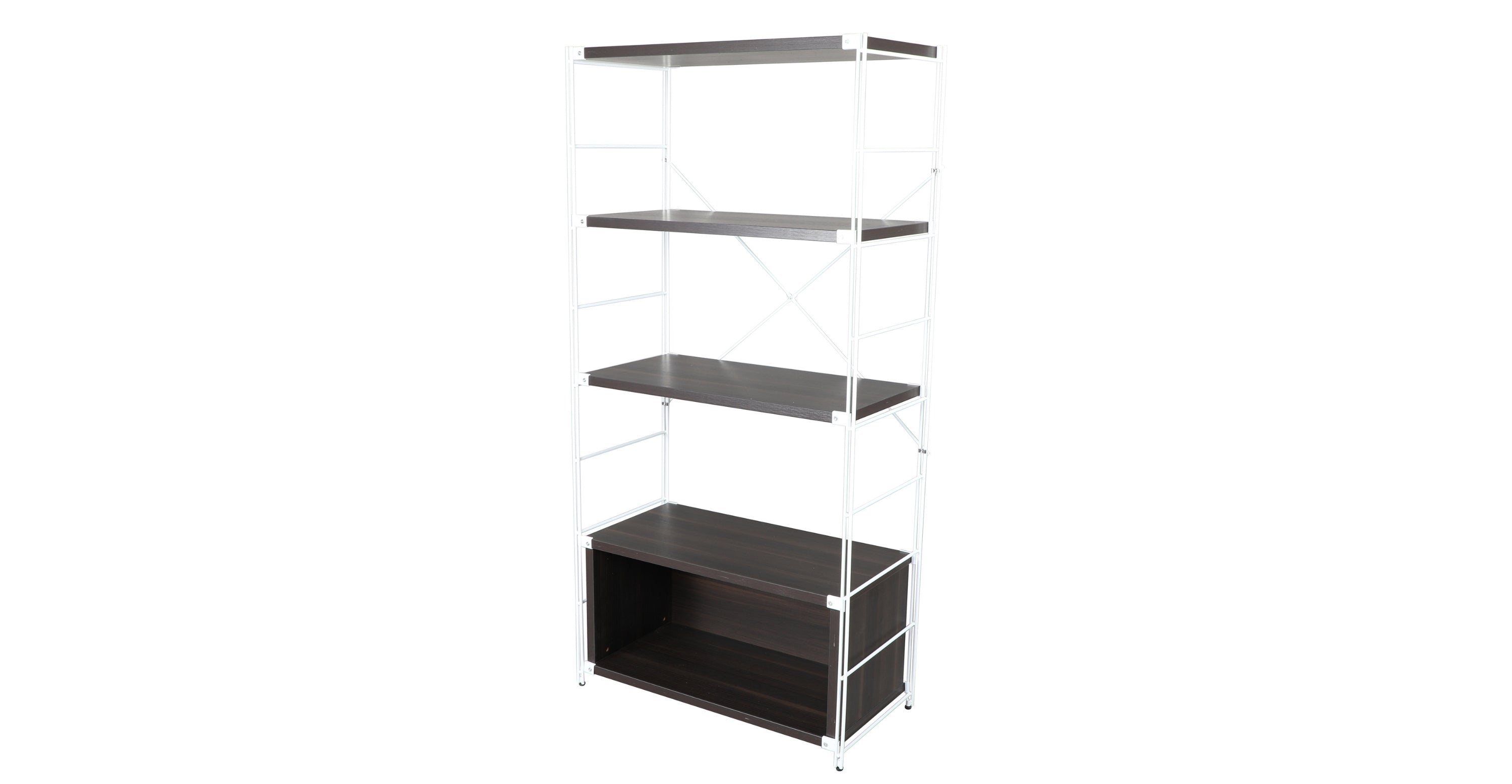 Brentwood Etagere Bookcase with White Powder Coated Steel Frame and Melamine Board Shelves