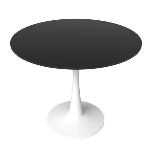 Bristol Modern Round Dining Table with Wood Top and Iron Pedestal Base