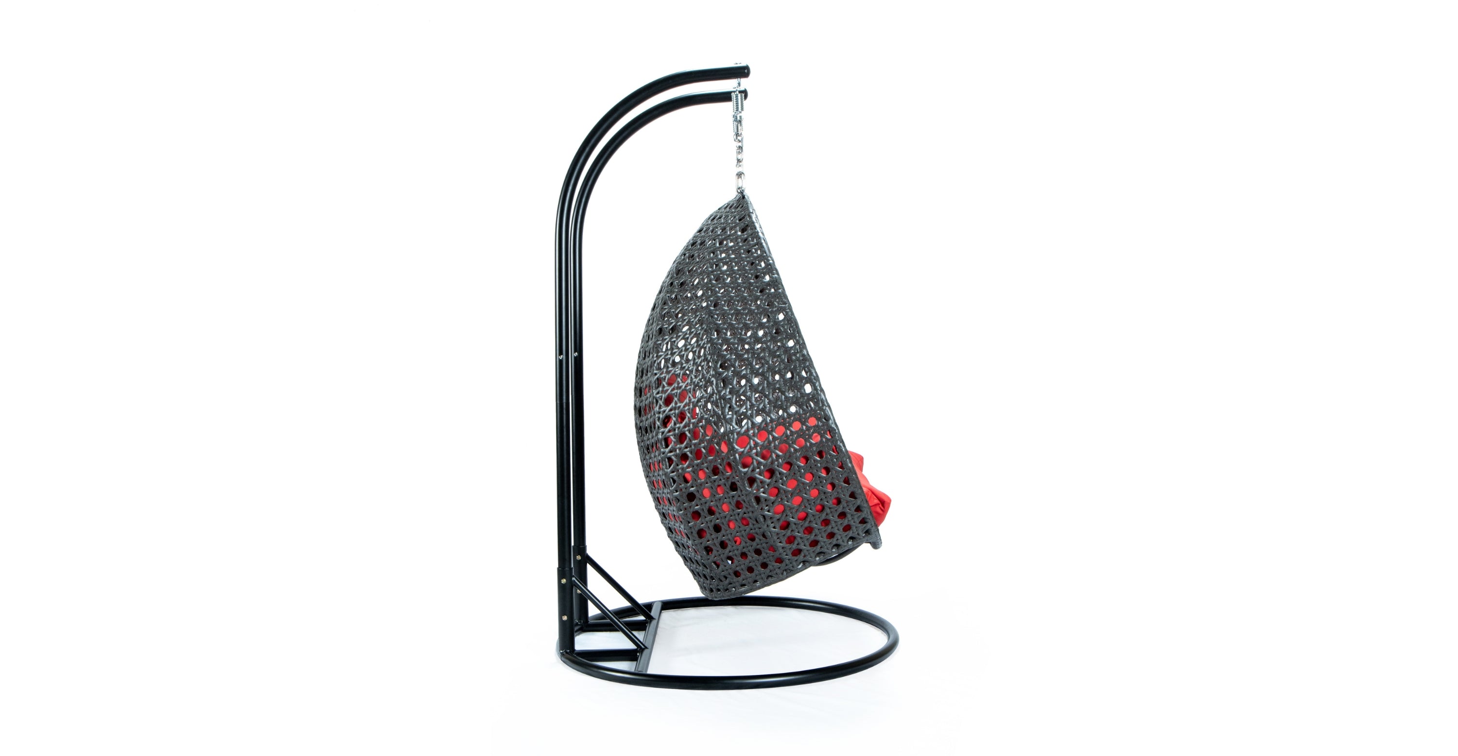 Modern Charcoal Wicker Hanging Double Seater Egg Swing Chair