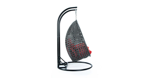 Modern Charcoal Wicker Hanging Double Seater Egg Swing Chair