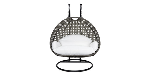 Modern Charcoal Wicker Hanging Double Seater Egg Swing Chair