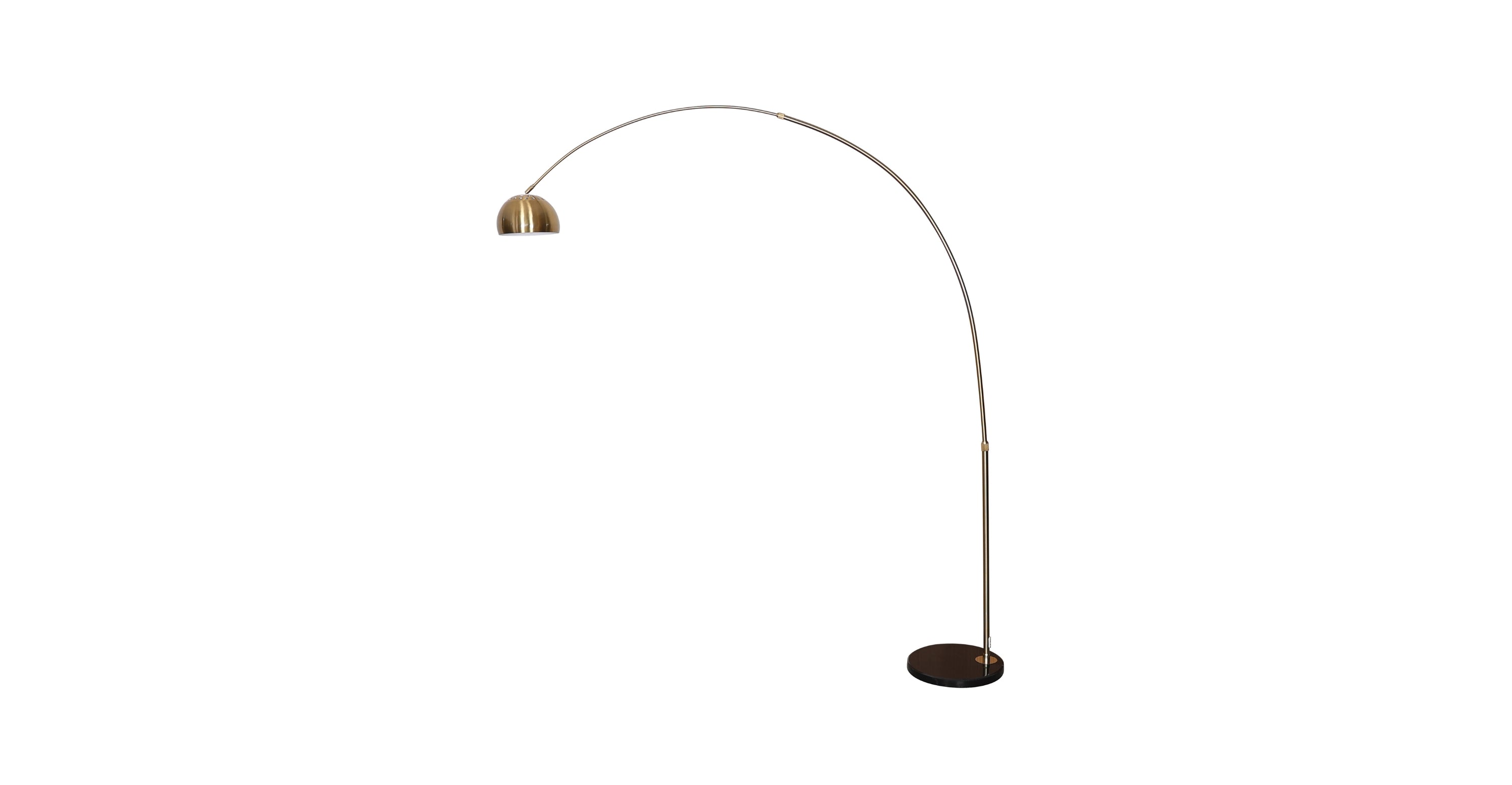 Arco Modern 76" Arched Floor Lamp: Black Marble Base & Metal Dome Shade