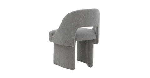 Quell Boucle Accent Chair Curved Open Back Design and Manufactured Wood Frame