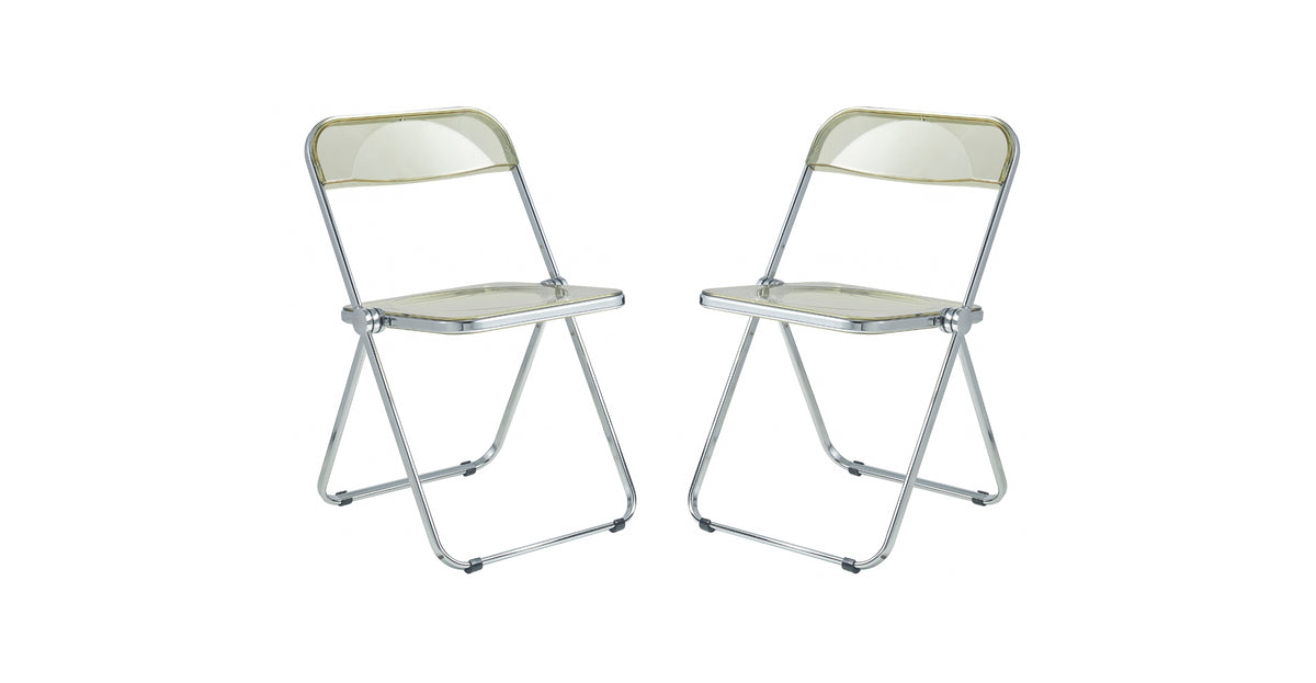 Lawrence Acrylic Folding Chair With Metal Frame Set of 2