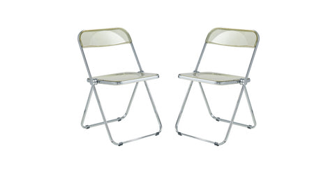 Lawrence Acrylic Folding Chair With Metal Frame Set of 2