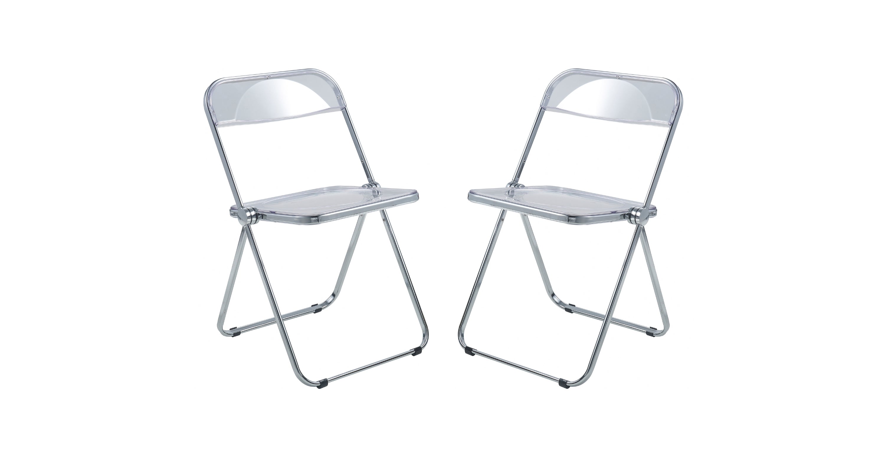 Lawrence Acrylic Folding Chair With Metal Frame Set of 2