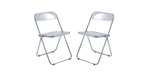 Lawrence Acrylic Folding Chair With Metal Frame Set of 2