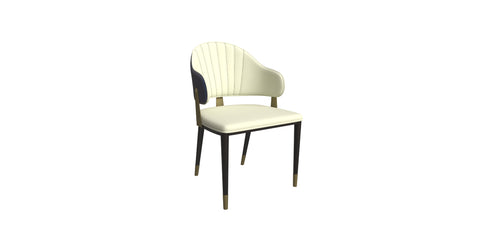 Aria Leather Dining Chair with a Curved Back and Gold Accents Design in Iron