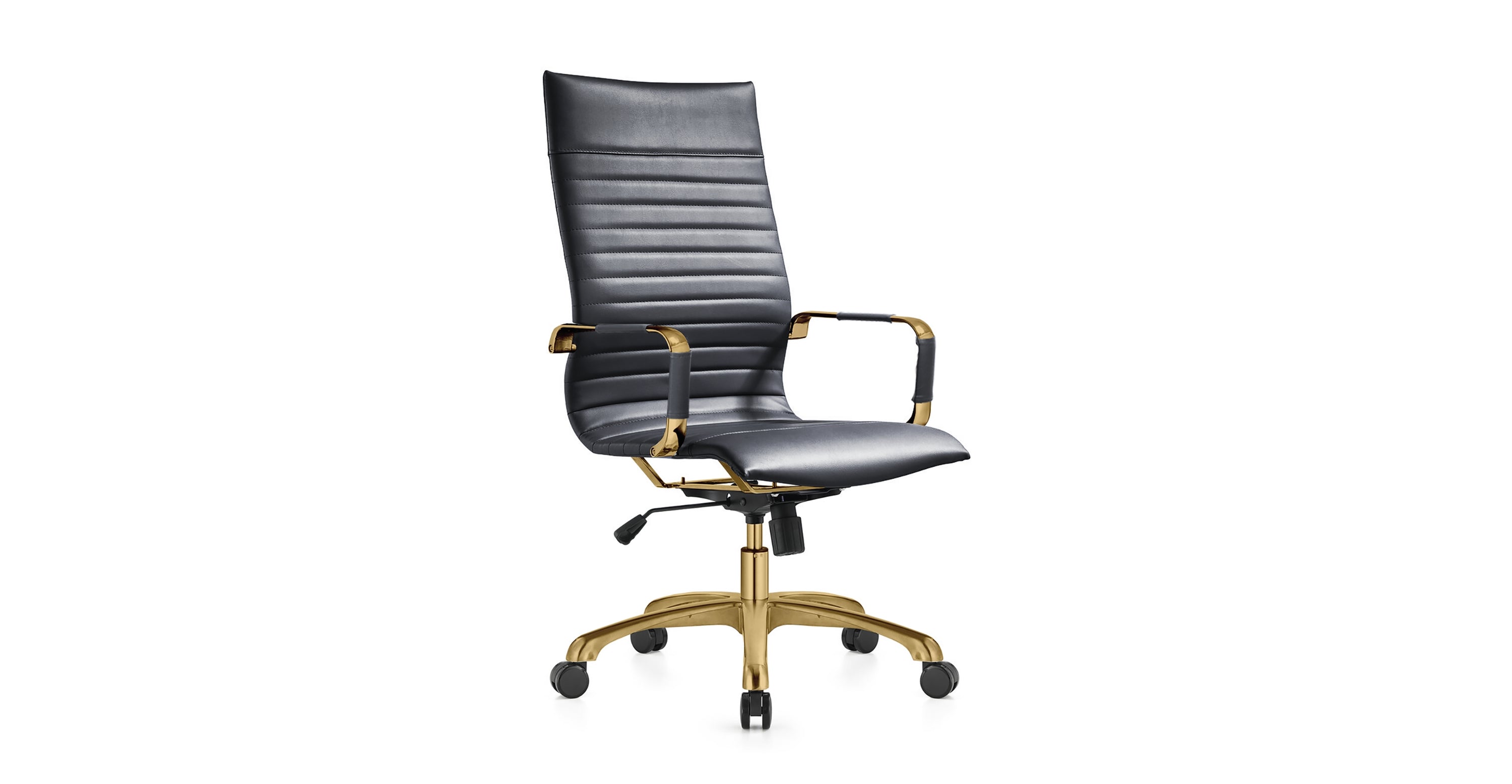 Harris Leather High-Back Adjustable  Office Conference Chair with Armrests