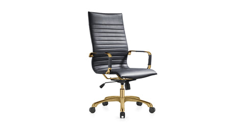 Harris Leather High-Back Adjustable  Office Conference Chair with Armrests