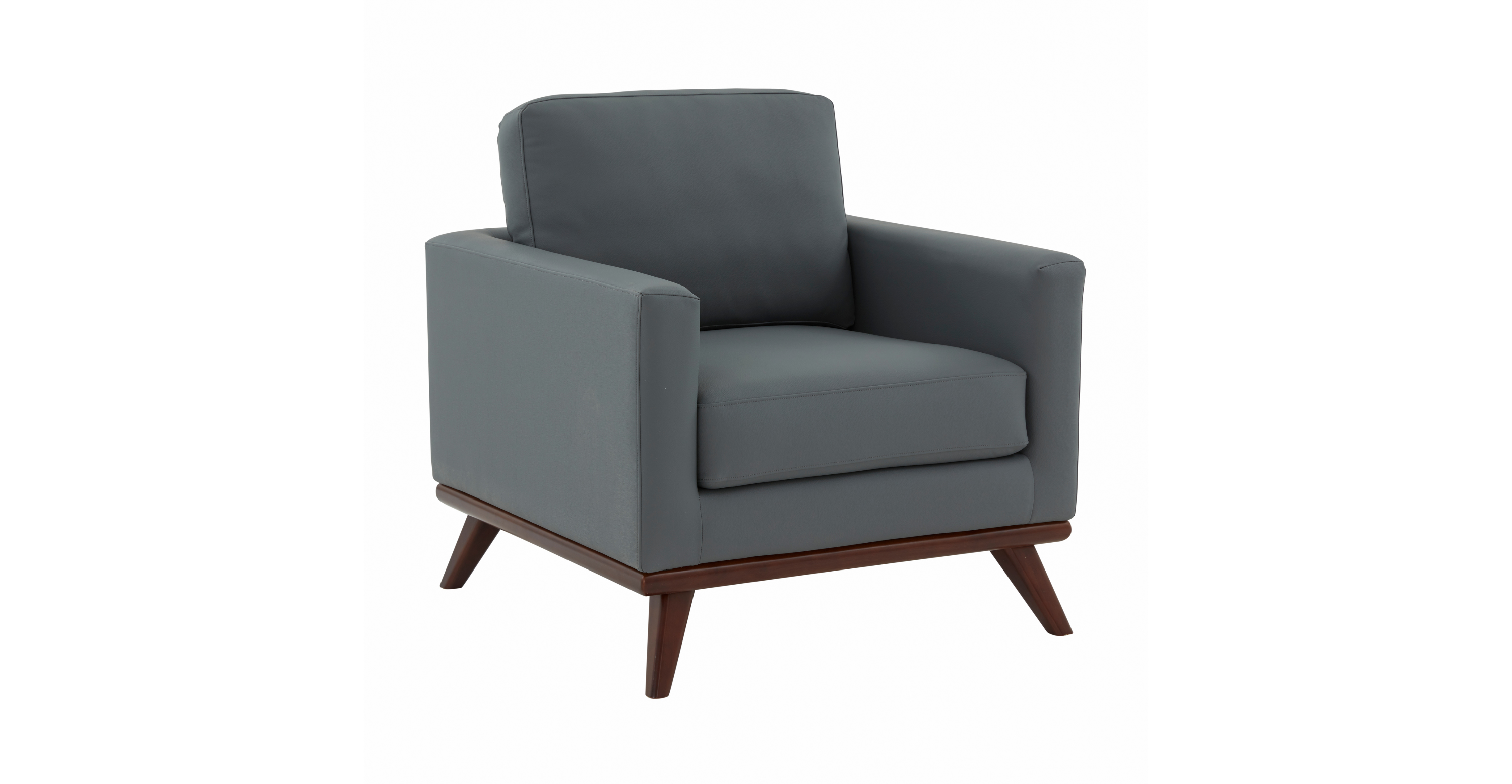 Chester Modern Leather Accent Arm Chair With Birch Wood Base