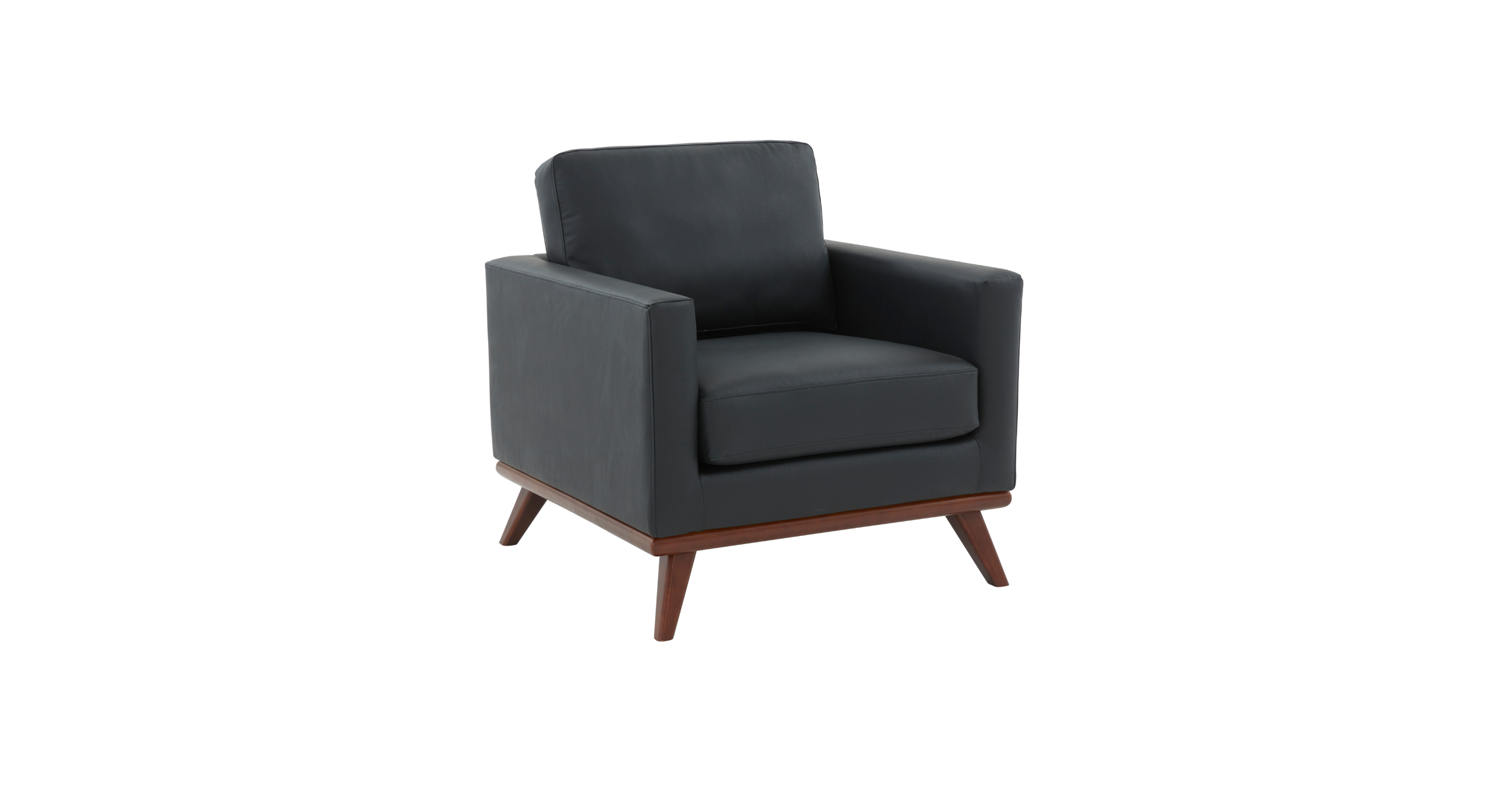 Chester Modern Leather Accent Arm Chair With Birch Wood Base