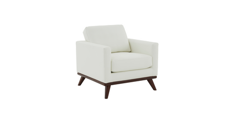 Chester Modern Leather Accent Arm Chair With Birch Wood Base