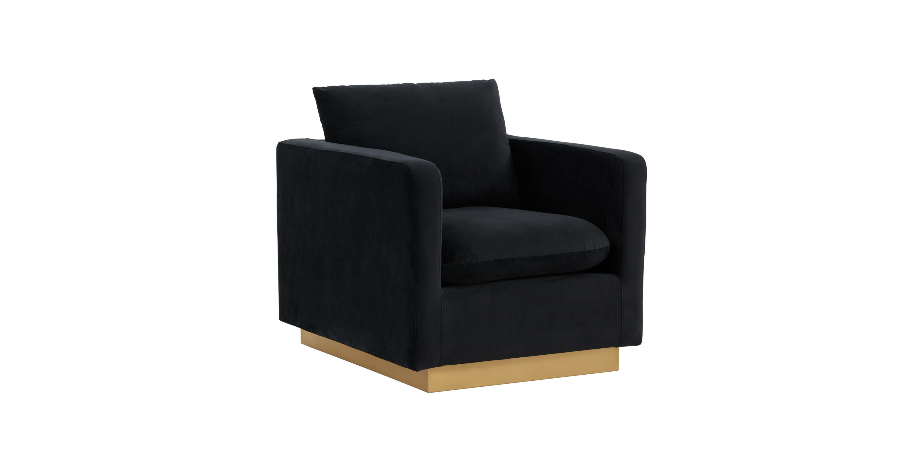 Nervo Modern Mid-Century Upholstered Velvet/Leather Accent Chair with Gold Base