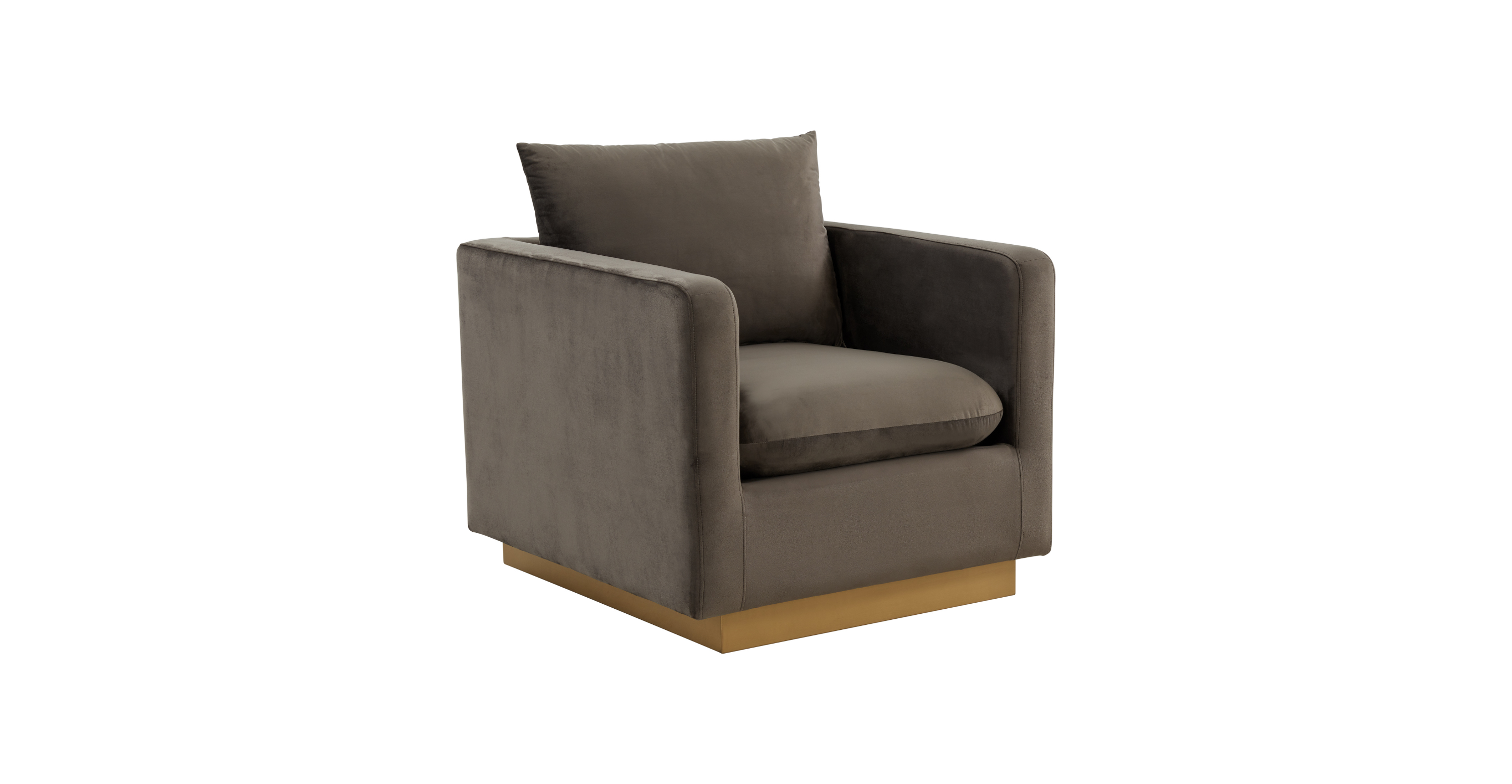 Nervo Modern Mid-Century Upholstered Velvet/Leather Accent Chair with Gold Base