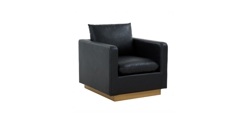 Nervo Modern Mid-Century Upholstered Velvet/Leather Accent Chair with Gold Base