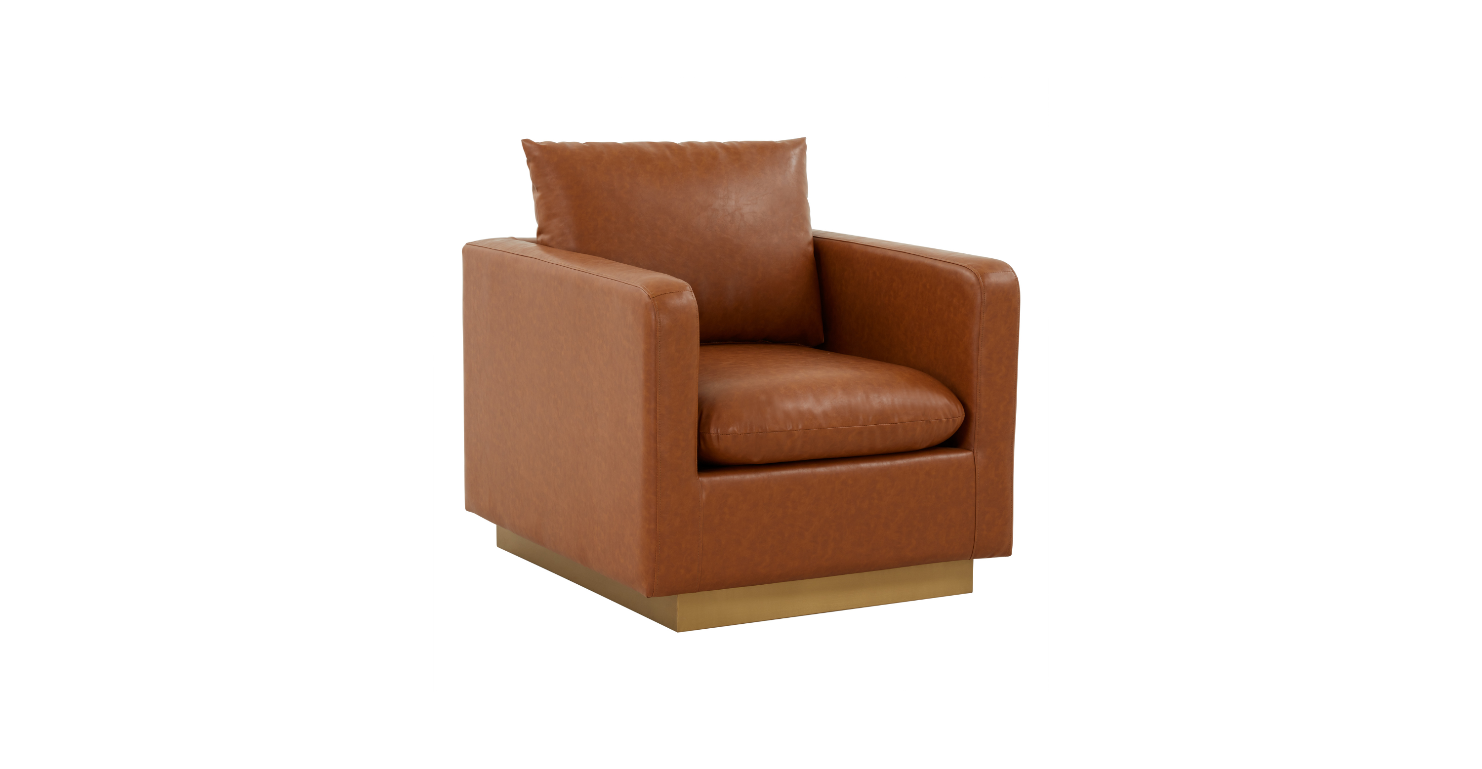 Nervo Modern Mid-Century Upholstered Velvet/Leather Accent Chair with Gold Base