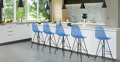 Cresco Modern Acrylic Barstool in Chrome Base for Kitchen and Dining Room