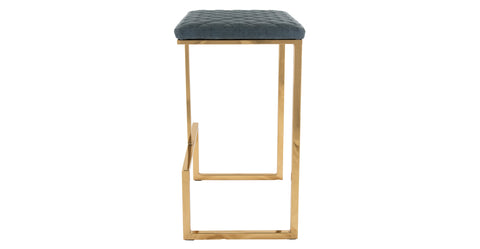 Quincy Quilted Stitched Leather Bar Stools With Gold Metal Frame