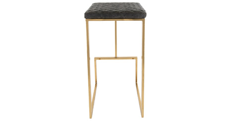 Quincy Quilted Stitched Leather Bar Stools With Metal Frame