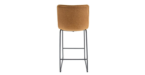 Brooklyn 29.9" Modern Leather Bar Stool With Black Iron Base & Footrest